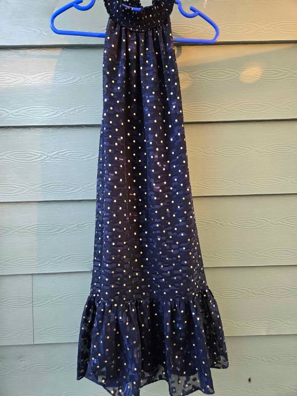 Kensie Navy Blue Gold Polka Dot Halter Dress Size 4